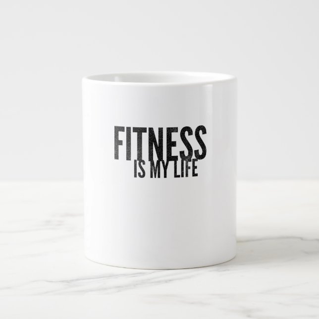 Fitness är mitt liv jumbo mugg (Framsidan)