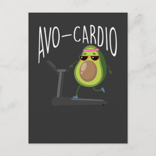 Fitness Avocado Pun Running Fruit Vegan Springer Vykort