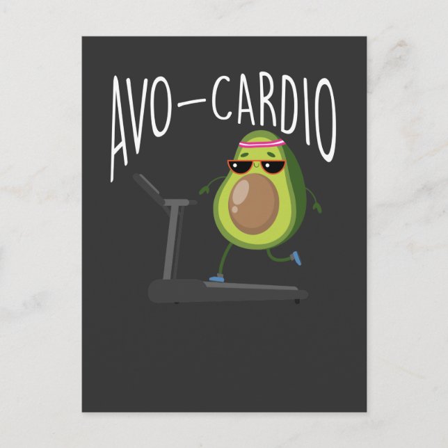 Fitness Avocado Pun Running Fruit Vegan Springer Vykort (Framsida)
