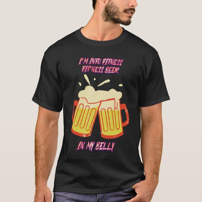 Fit'ness Beer In My Belly Gym Cute Joke T Shirt (Framsida)
