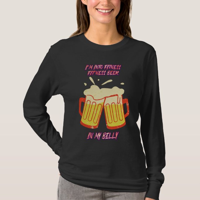 Fit'ness Beer In My Belly Gym Cute Joke T Shirt (Framsida)