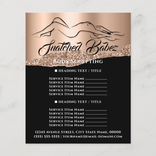 Fitness Body Bygger SPA Logotyp Ro Guld Flygblad (Framsidan)