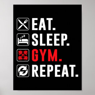 Fitness Bodybuilding Eat Ssov Gym Repeat Funny Wo Poster
