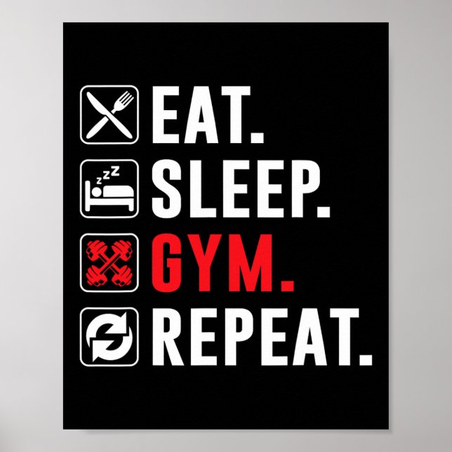 Fitness Bodybuilding Eat Ssov Gym Repeat Funny Wo Poster (Framsidan)