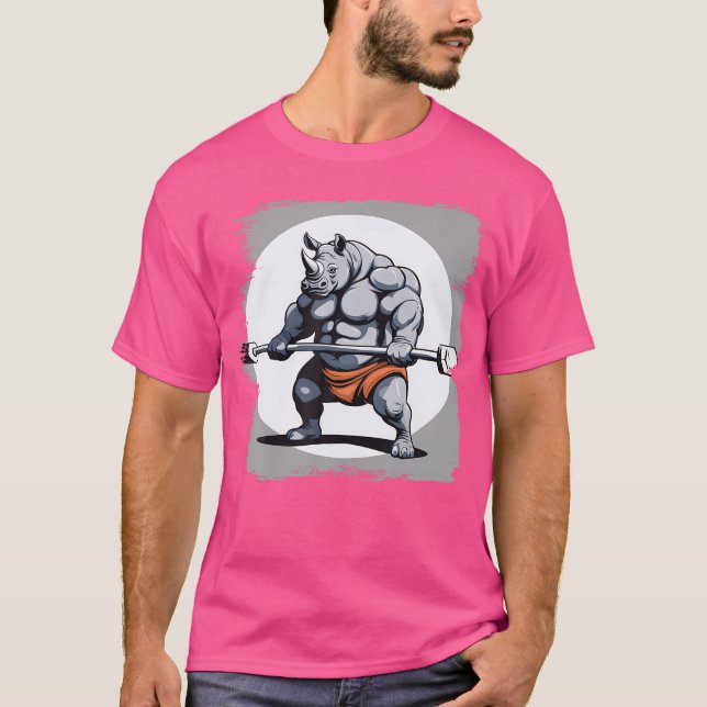 Fitness Bodybuilding Rhino Gym T Shirt (Framsida)