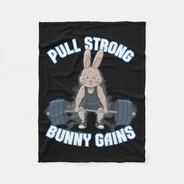 Fitness Bunny BodyBuilder Drong Bunny Gains Fleecefilt (Framsidan)