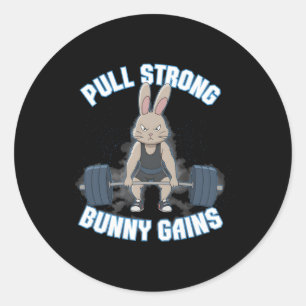 Fitness Bunny BodyBuilder Drong Bunny Gains Runt Klistermärke