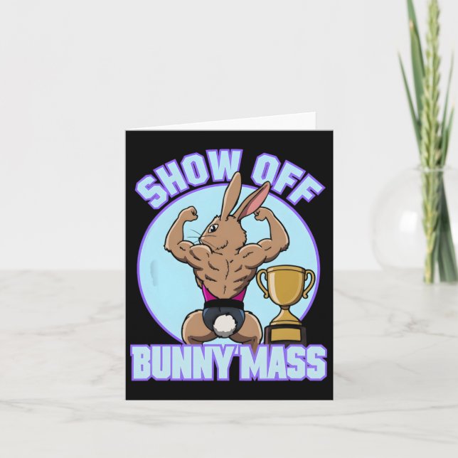 Fitness Bunny BodyBuilder Show Off Bunny M Funny R Kort (Framsida)