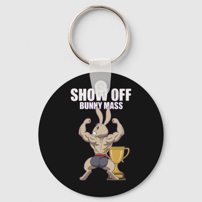 Fitness Bunny BodyBuilder Show Off Bunny M Funny R Nyckelring (Framsida)
