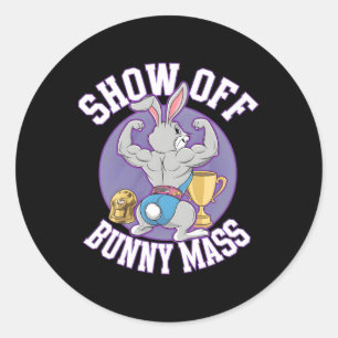 Fitness Bunny BodyBuilder Show Off Bunny M Funny R Runt Klistermärke