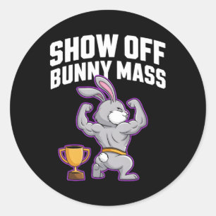 Fitness Bunny BodyBuilder Show Off Bunny M Funny R Runt Klistermärke
