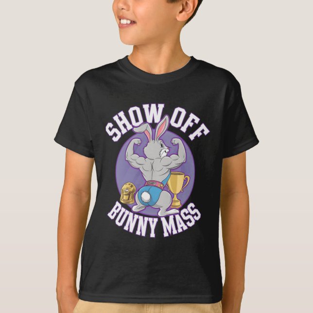 Fitness Bunny BodyBuilder Show Off Bunny M Funny R T Shirt (Framsida)