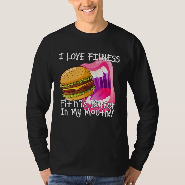 Fitness Burger In My Mouth  Gym and Workout T Shirt (Framsida)