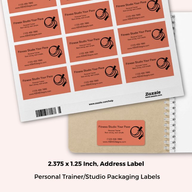 Fitness Business Skipping Rope Orange Address Adressetikett (2.375x1.25 Inch, Fitness Business Skipping Rope Orange Address Label)