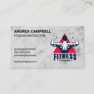 Fitness Center Man Flexing Muscles Visitkort