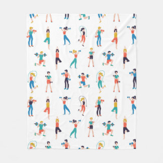 Fitness center seamless pattern vintage illustrati fleecefilt