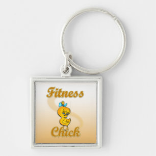 Fitness-Chick Fyrkantig Silverfärgad Nyckelring