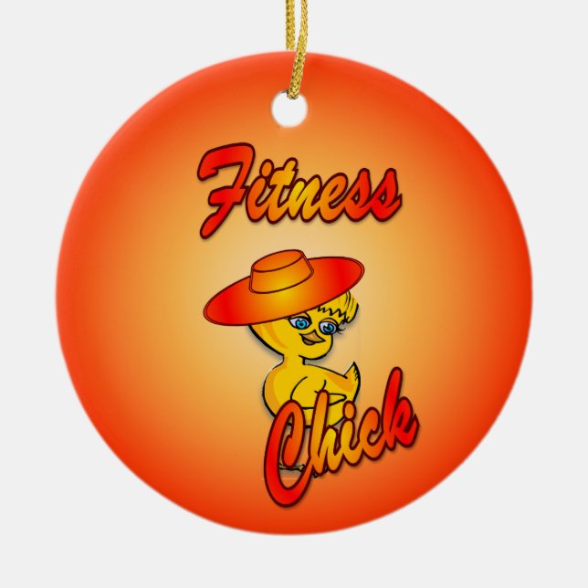 Fitness-Chick nr 5 Julgransprydnad Keramik (Framsidan)