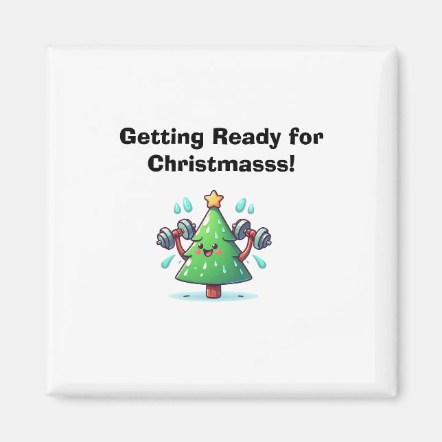 Fitness Christmas Tree – Funny Holiday Workout Car Magnet (Framsidan)