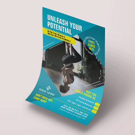 Fitness Classes Modern Photo Blue Marknadsföring G Flygblad