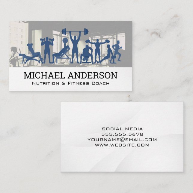 Fitness Coach | Nutritionist | Utforskningskampanj Visitkort (Fram/baksida)