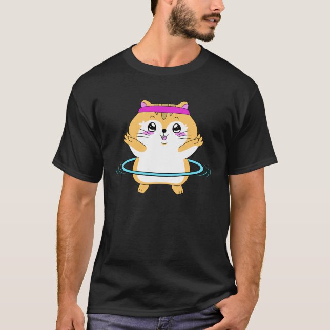 Fitness Dance Hamster Hula Hoop T Shirt (Framsida)