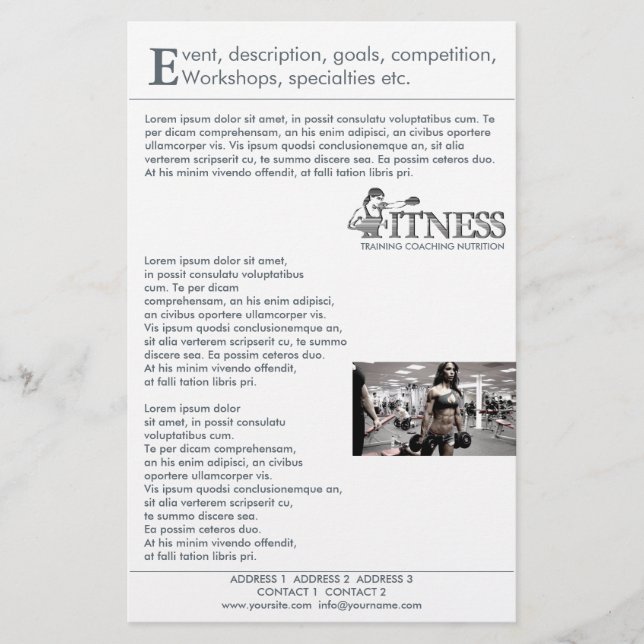 FITNESS ~ Flyer, inbjudan Flygblad (Framsidan)