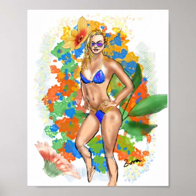 Fitness Girl Art - Physique bikini Girl Power Poster (Framsidan)