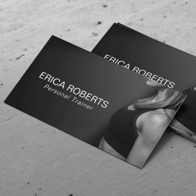 Fitness Girl Personal Trainer Black & White Visitkort (Skapare uppladdad)