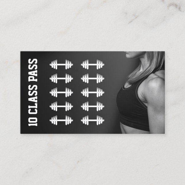 Fitness Girl Trainer 10 Class Pass Loyalty Lojalitetskort (Framsida)