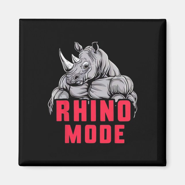 Fitness Gym för Funny Bodybuilding Rhino Mode Work Magnet (Framsidan)