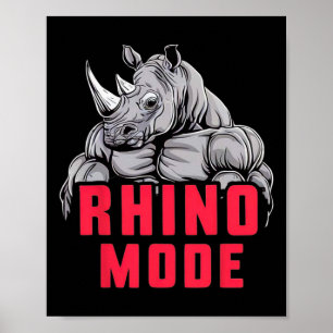 Fitness Gym för Funny Bodybuilding Rhino Mode Work Poster
