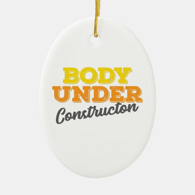 Fitness Gym Gift Body under Construction Gift Julgransprydnad Keramik (Framsidan)
