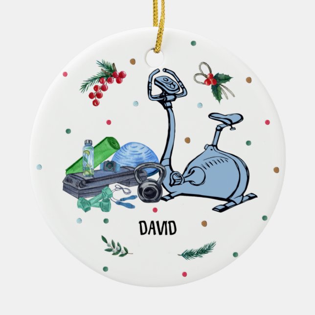 Fitness Gym jul Ornament, Body Builder Julgransprydnad Keramik (Framsidan)