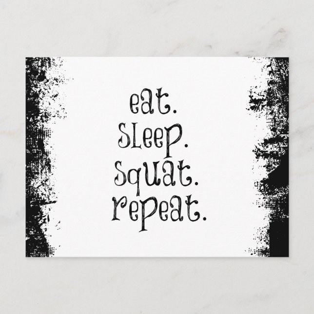 Fitness Gym Quote: Eat, Ssov, Squat Vykort (Framsida)