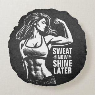 Fitness Gym Workout Bodybuilding Motivational Rund Kudde