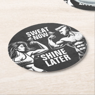 Fitness Gym Workout Bodybuilding Motivational Underlägg Papper Rund
