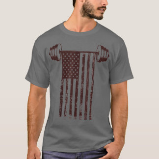 Fitness Gym Workout Motivation American Flagga Bar T Shirt