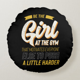 Fitness Gym Workout Motivation Womens Rund Kudde
