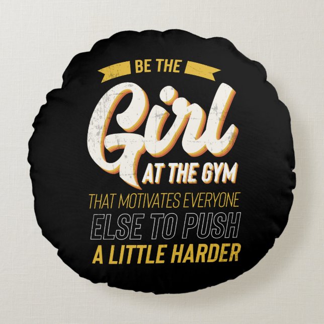 Fitness Gym Workout Motivation Womens Rund Kudde (Framsidan)