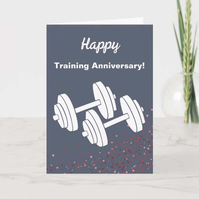 Fitness Hantel Glad Träningsjubileum Kort (Framsida)