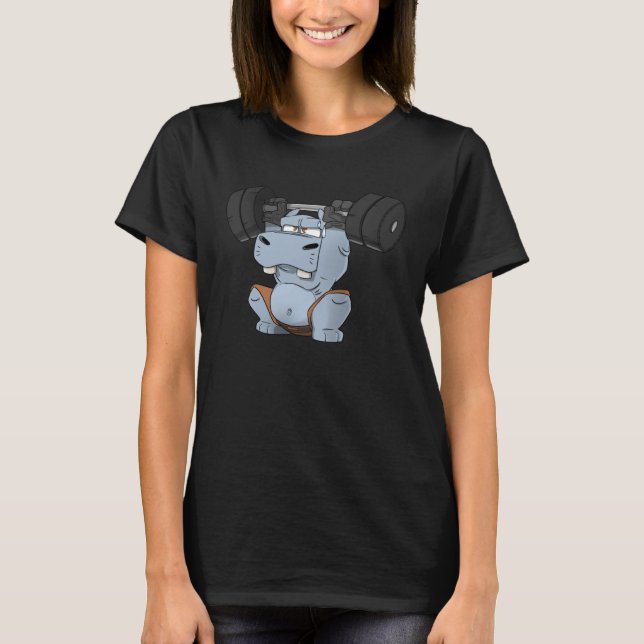 Fitness Hippo WOD Squats T Shirt (Framsida)