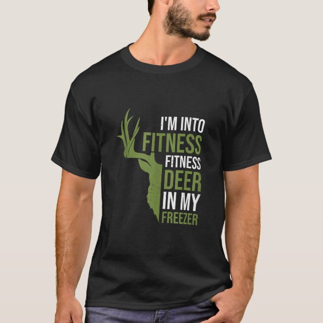 Fitness Hjort in Freezer Funny Hunting Pappa Hjort T Shirt (Framsida)