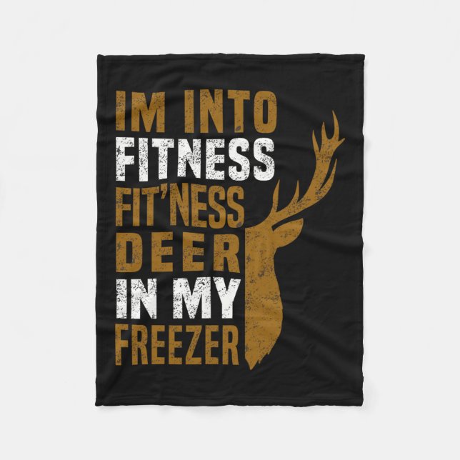 Fitness Hjort in My Freezer Funny Hjort Hunting Pa Fleecefilt (Framsidan)