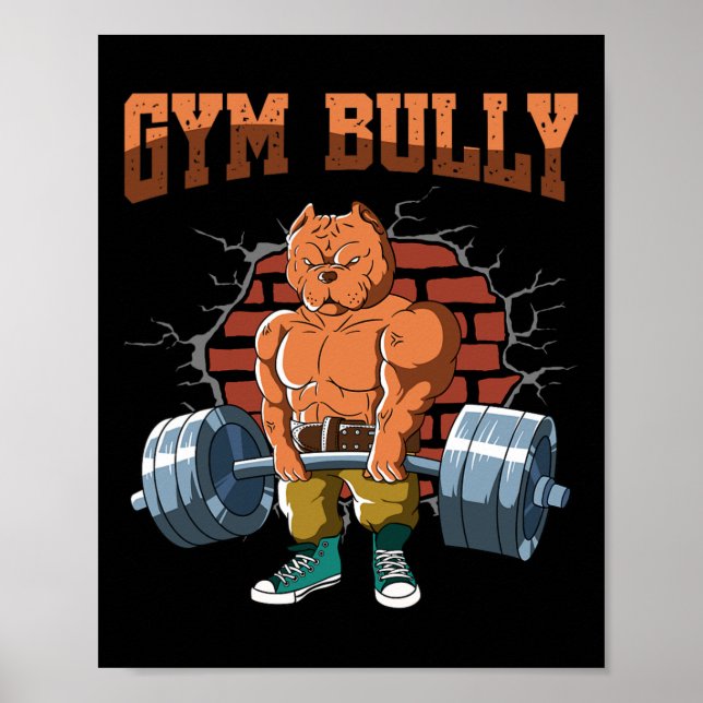 Fitness Hund Gym Bully Deadlift Workout Training Poster (Framsidan)