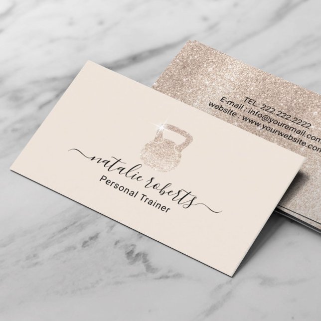 Fitness Ivory Kettlebell Logotyp Personal Trainer Visitkort (Skapare uppladdad)