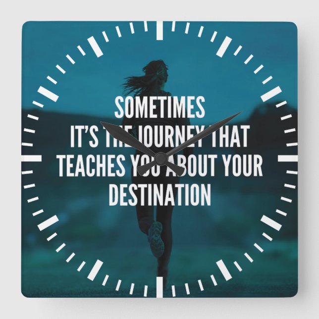 Fitness Journey - Women's Workout Motivational" Fyrkantig Klocka (Framsida)