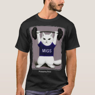 Fitness Kattdjur Gym Cat Pumping Järn T Shirt