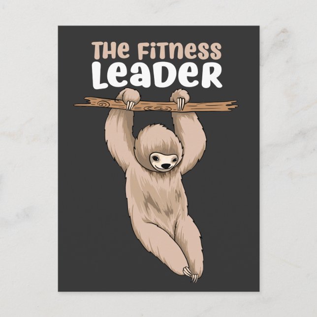 Fitness Leader Funny Sloth-träning Vykort (Framsida)