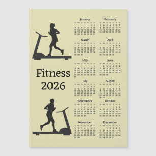 Fitness löpband 2026 Kalender Magnetisk kort